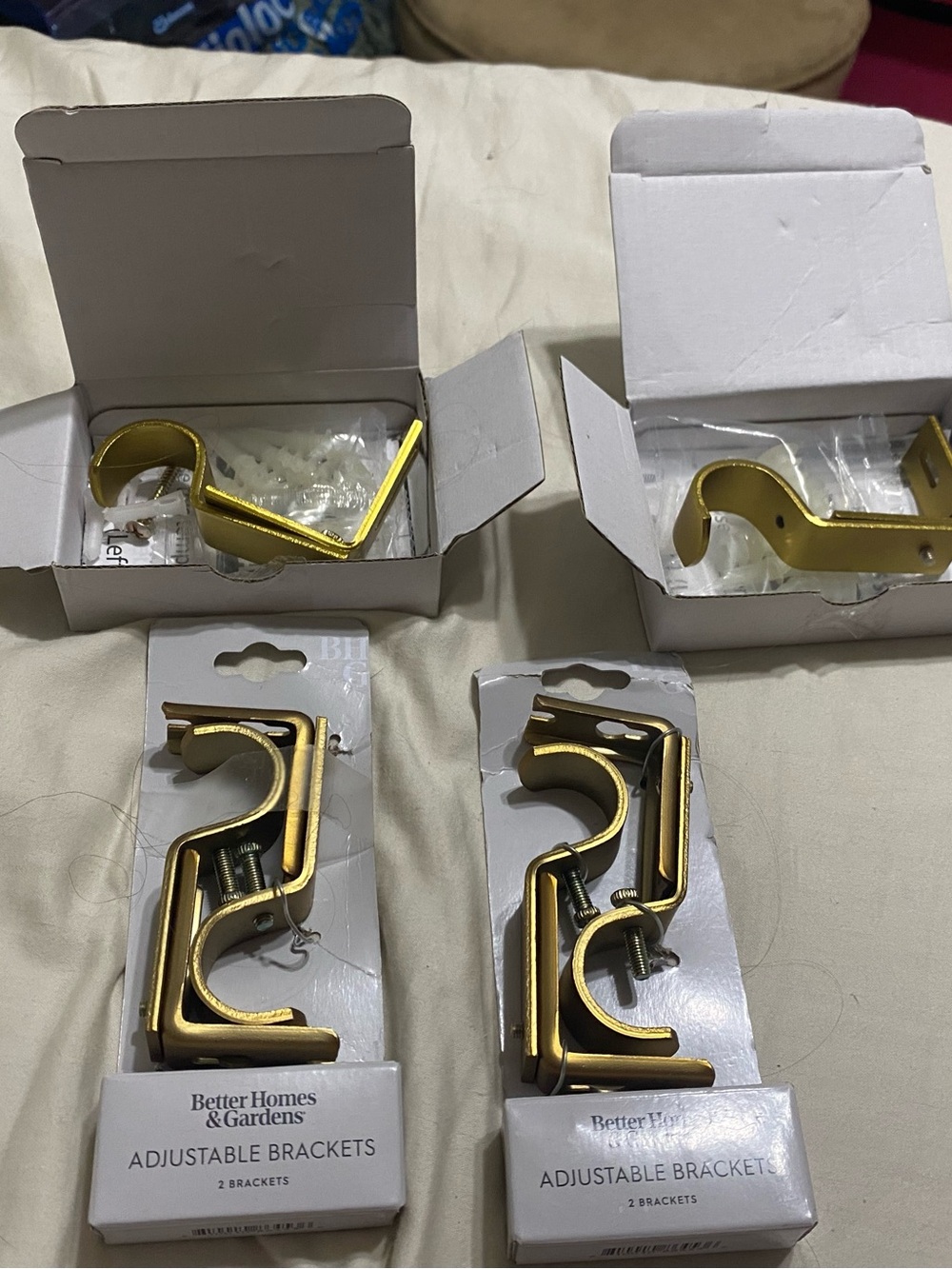 Better Homes And Gardens Gold Curtain Rod Brackets - Adjustable Set